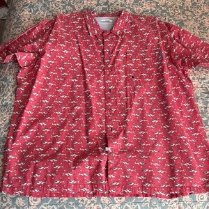 Columbia Faded Red Patriotic Sailfish Patterned Men's Casual Shirt-XXL